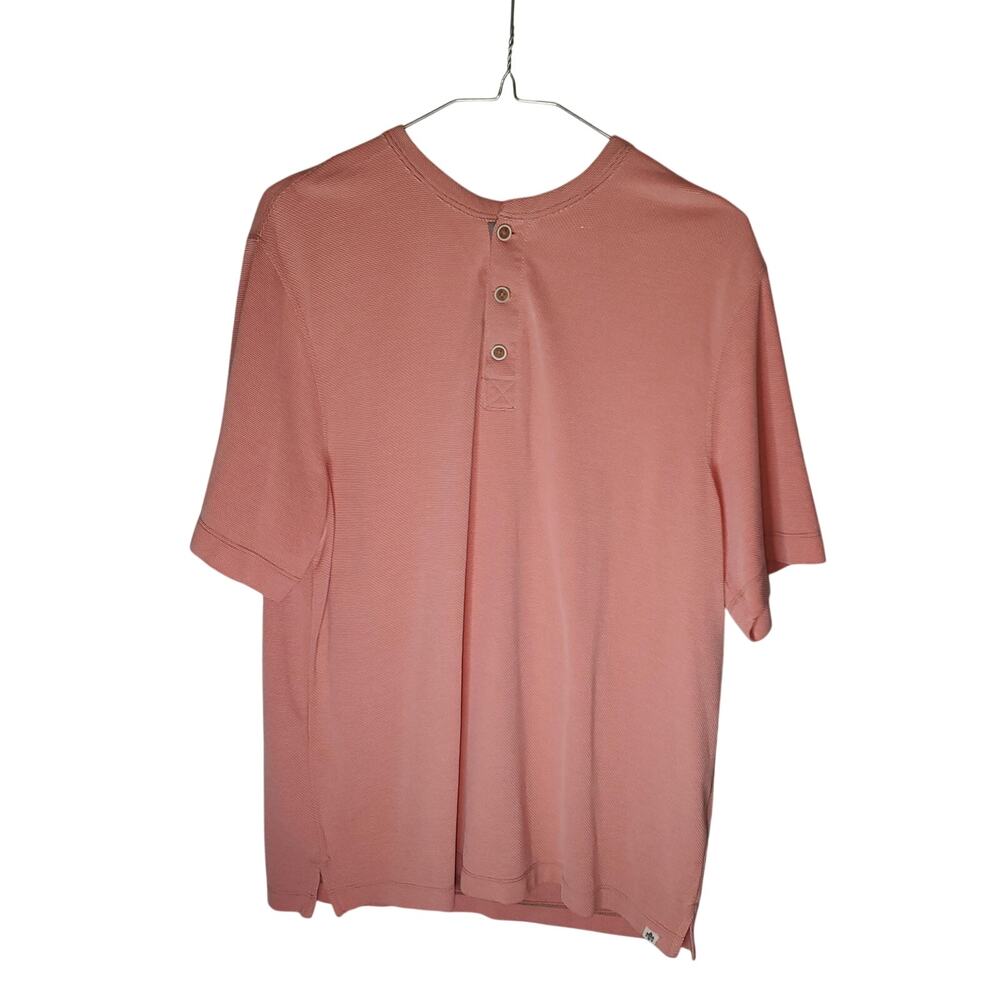 Rainforest RFT Henley Polo Shirt Salmon Pink Modal Blend Size M